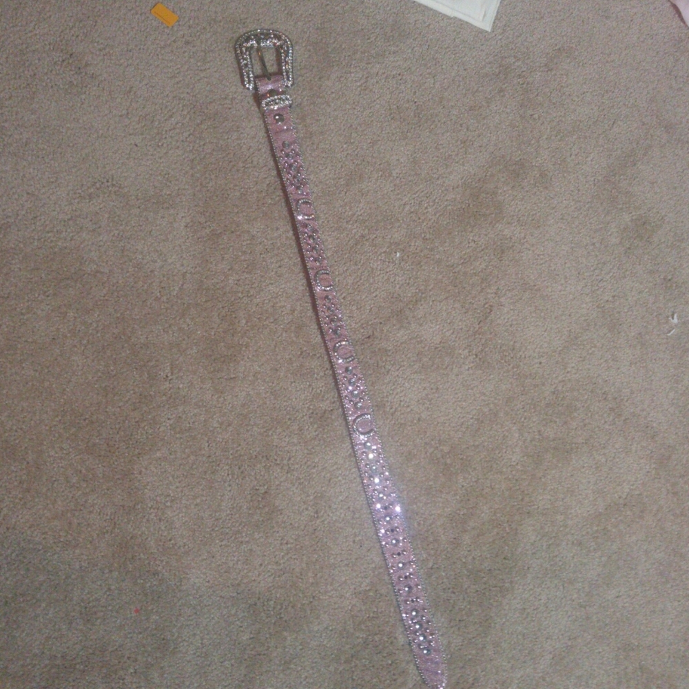 Pink and silver belt.